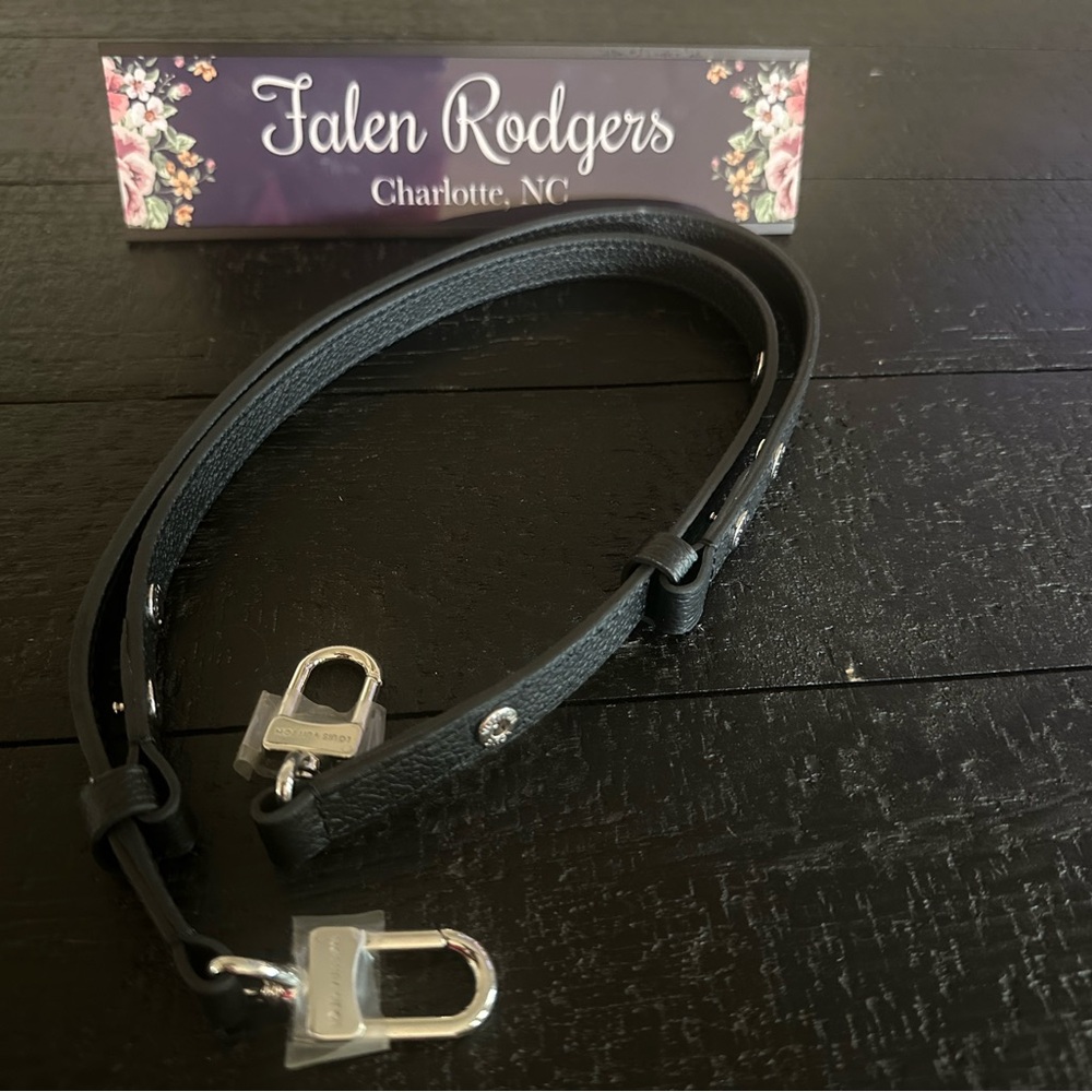 Louis Vuitton Black Leather Strap with Silver Clasp